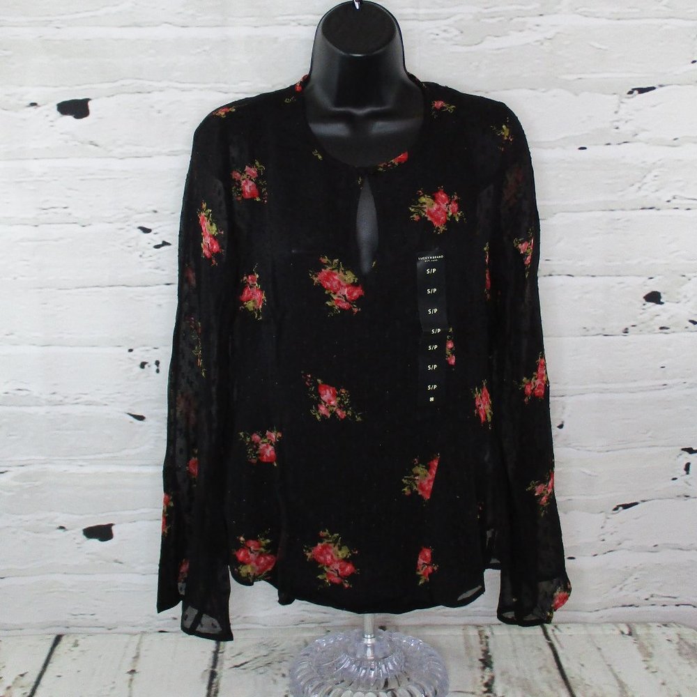 Lucky Brand Boho Floral Semi Sheer Top with Cami